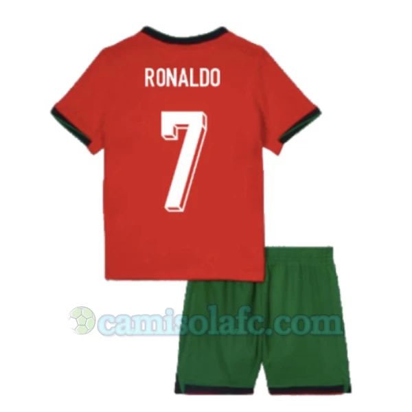 Criança Camisola Futebol Portugal Cristiano Ronaldo #7 UEFA Euro 2024 Principal Equipamento (+ Calções)