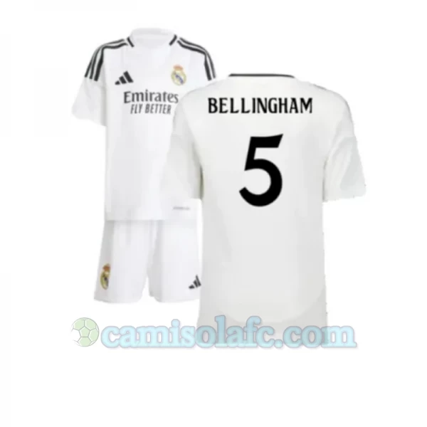 Criança Camisola Futebol Real Madrid Jude Bellingham #5 2024-25 1ª Equipamento (+ Calções)
