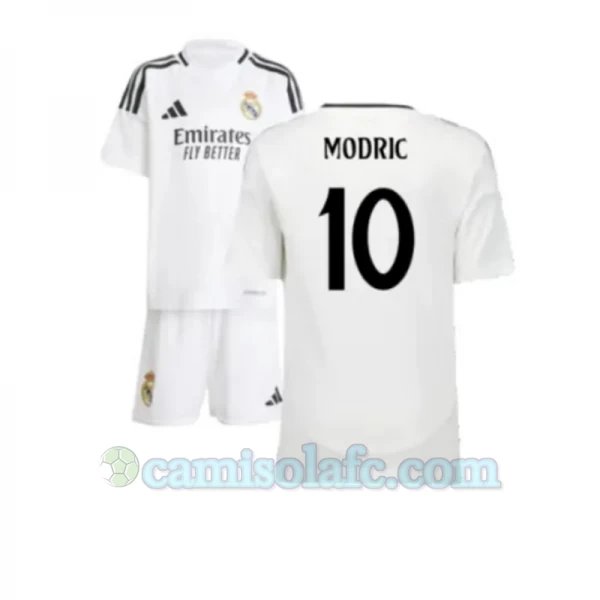 Criança Camisola Futebol Real Madrid Luka Modrić #10 2024-25 1ª Equipamento (+ Calções)