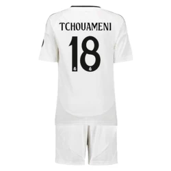 Criança Camisola Futebol Real Madrid Tchouameni #18 2024-25 1ª Equipamento (+ Calções)