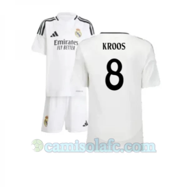 Criança Camisola Futebol Real Madrid Toni Kroos #8 2024-25 1ª Equipamento (+ Calções)