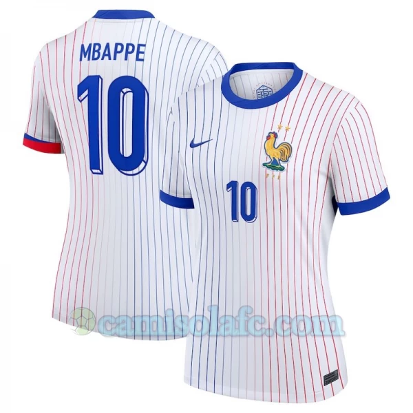 Mulher Camisola Futebol França Kylian Mbappé #10 UEFA Euro 2024 Alternativa Equipamento