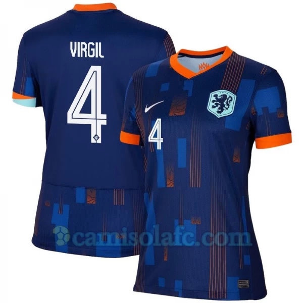 Mulher Camisola Futebol Holanda Virgil van Dijk #4 UEFA Euro 2024 Alternativa Equipamento
