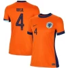 Mulher Camisola Futebol Holanda Virgil van Dijk #4 UEFA Euro 2024 Principal Equipamento