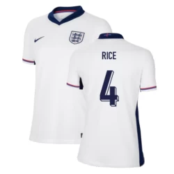 Mulher Camisola Futebol Inglaterra Declan Rice #4 UEFA Euro 2024 Principal Equipamento