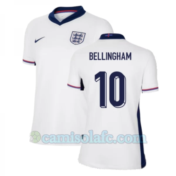 Mulher Camisola Futebol Inglaterra Jude Bellingham #10 UEFA Euro 2024 Principal Equipamento